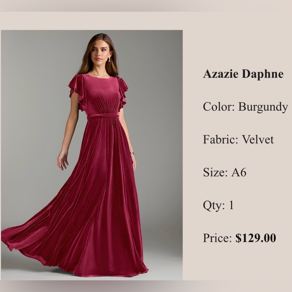 Azazie Burgundy Maxi Velvet Dress